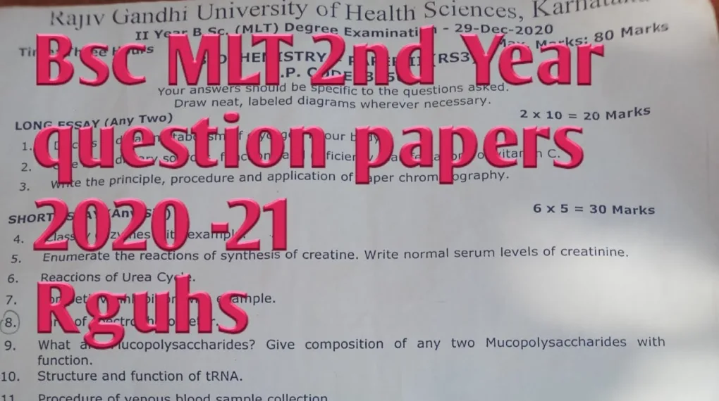 Bsc mlt 2nd year previous question papers