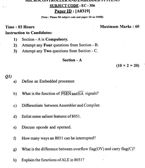 PTU previous year question paper – Questions & Answers