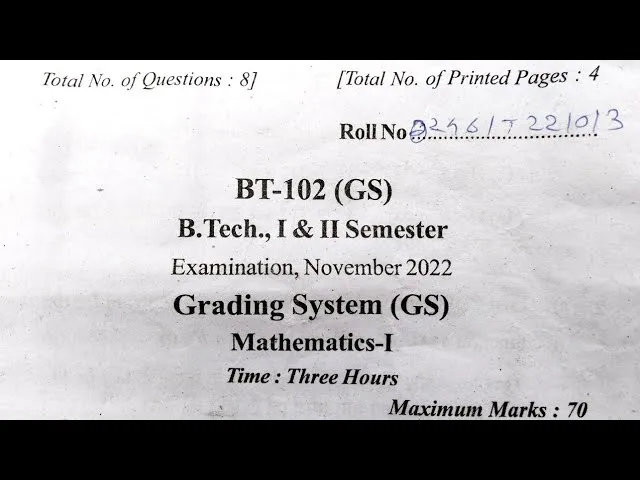 RGPV Exam Paper Questions and Answers