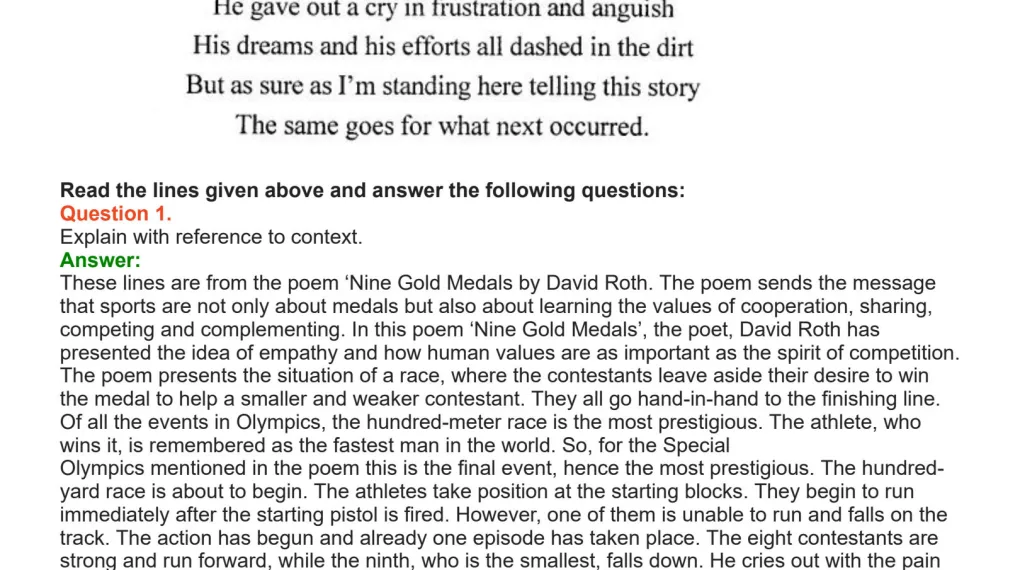 Nine gold medals questions and answers